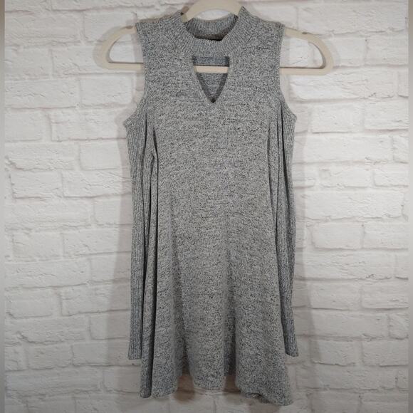 A I.N. San Francisco Heather Gray Brushed Cold Shoulder Long Sleeve Top Shirt S - Picture 2 of 12